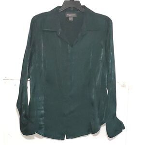 A Working Classics Vintage 80's Plus Blouse Green Shimmery Fairy Core Size 20